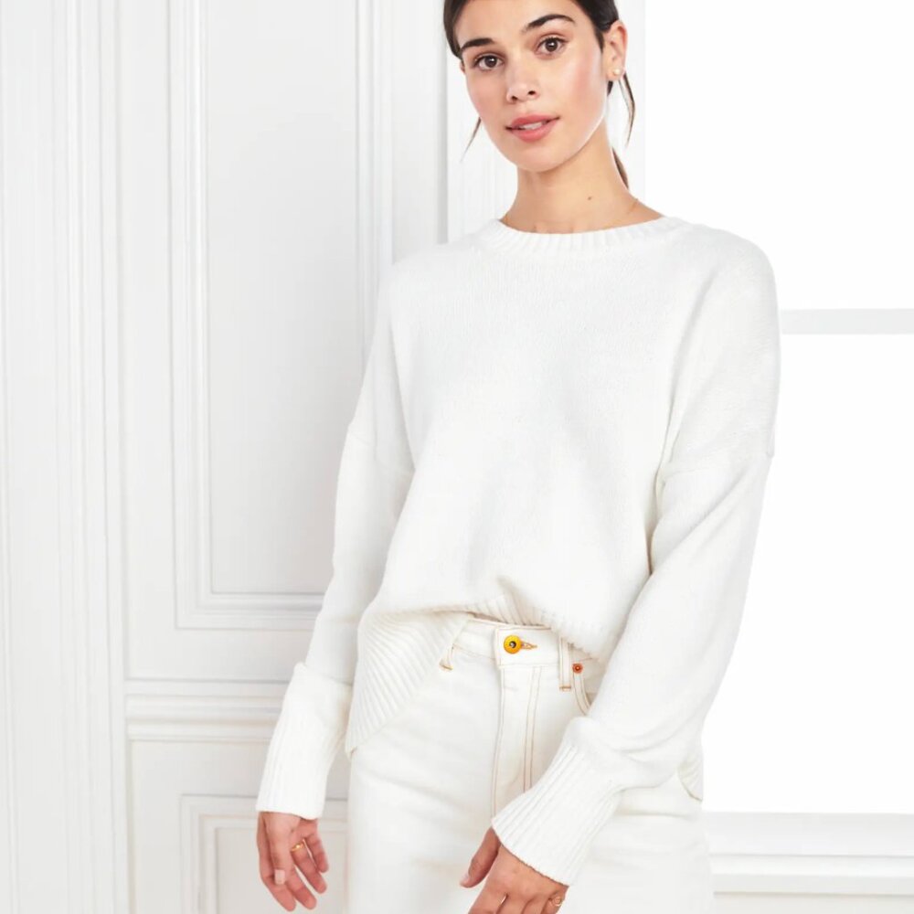 Quince Women's White Crew Neck Sweater